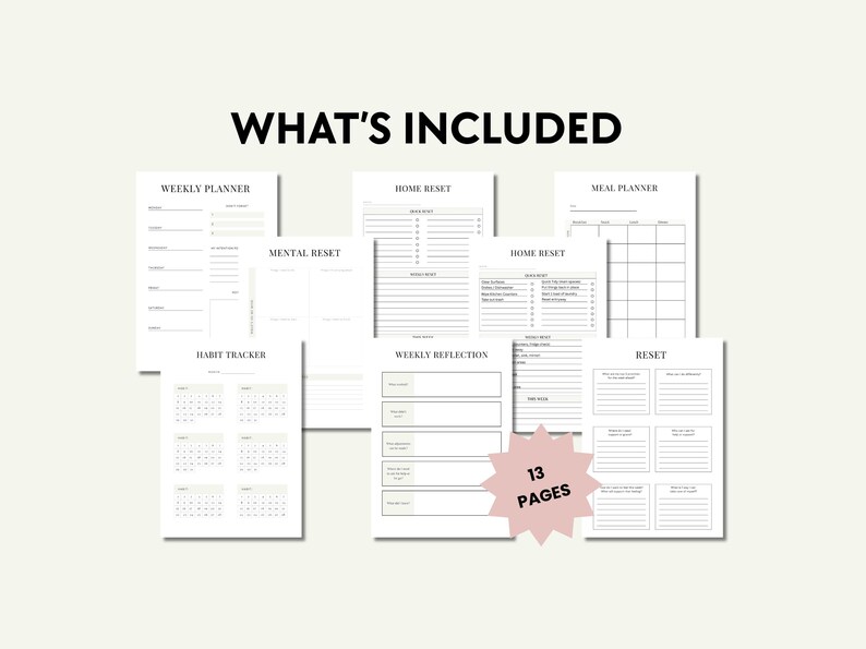 Weekly Reset Planner for Busy Moms Home Cleaning Checklist Printable Sunday Routine Simple Household Planner Habit Tracker Instant Download