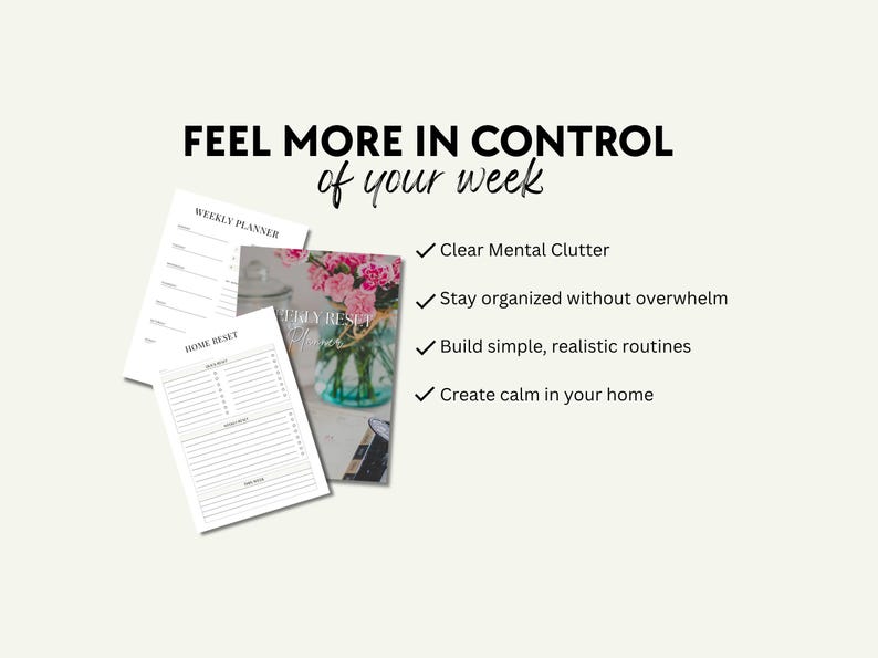 Weekly Reset Planner for Busy Moms Home Cleaning Checklist Printable Sunday Routine Simple Household Planner Habit Tracker Instant Download