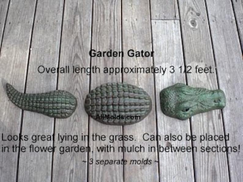 Alligator 3pc Concrete Plaster Cement Accent Stone Mold Etsy