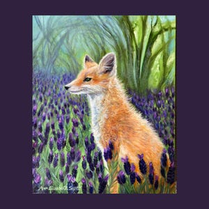 Oil Painting on Canvas | Lavender Fox | Signed Original Fine Art | Museum Quality | Wall Décor