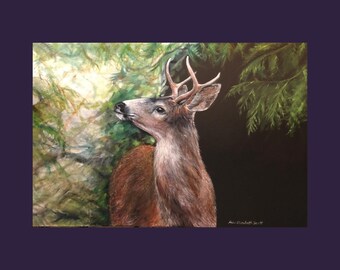 Oil Painting on Canvas | Winter Buck | Signed Original Fine Art | Museum Quality | Wall Décor
