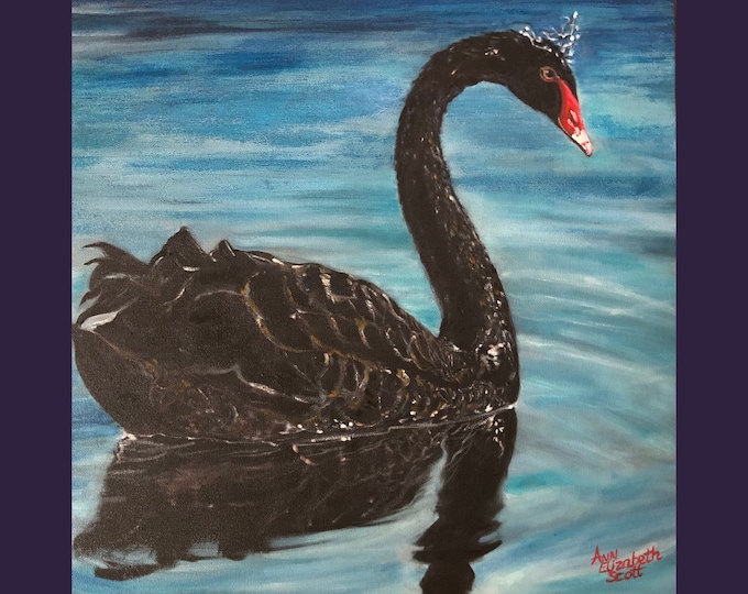 Oil Painting on Canvas | Black Swan | Signed Original Fine Art | Museum Quality | Wall Décor