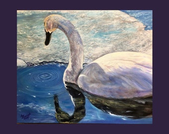 Oil Painting on Canvas | Swan Lake | Signed Original Fine Art | Museum Quality | Wall Décor