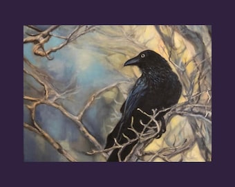 Oil Painting on Canvas | Winter Raven | Signed Original Fine Art | Museum Quality | Wall Décor