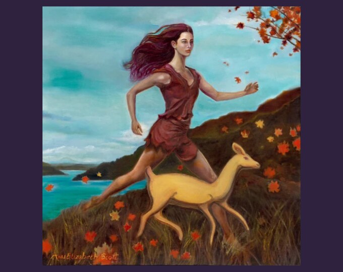Giclée Print | Artemis and Her Animal Cracker Deer | Limited-edition | Signed Original Fine Art | Wall Décor