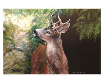 Oil Painting on Canvas | Winter Buck | Signed Original Fine Art | Museum Quality | Wall Décor