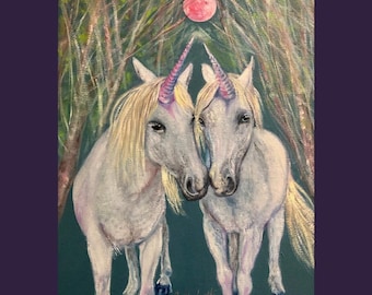 Oil Painting on Canvas | Faerie Unicorns | Signed Original Fine Art | Museum Quality | Wall Décor