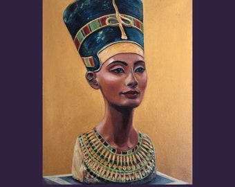 Oil Painting on Canvas | Gold Nefertiti | Signed Original Fine Art | Museum Quality | Wall Décor