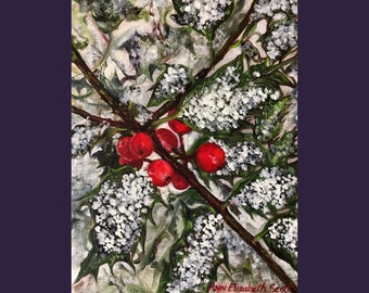 Oil Painting on Canvas | Winter Berries | Signed Original Fine Art | Museum Quality | Wall Décor