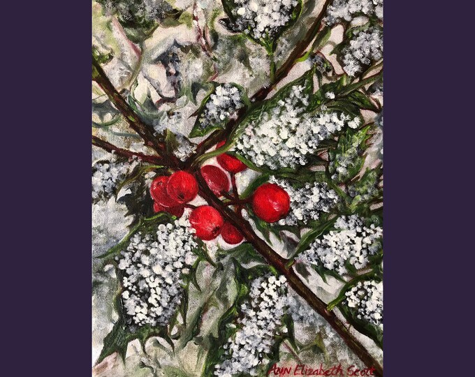 Oil Painting on Canvas | Winter Berries | Signed Original Fine Art | Museum Quality | Wall Décor