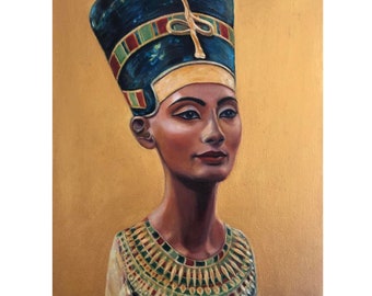 Oil Painting on Canvas | Gold Nefertiti | Signed Original Fine Art | Museum Quality | Wall Décor