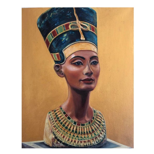 Oil Painting on Canvas | Gold Nefertiti | Signed Original Fine Art | Museum Quality | Wall Décor