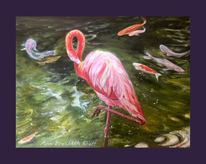 Oil Painting on Canvas | Summer Flamingo | Signed Original Fine Art | Museum Quality | Wall Décor