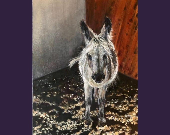 Oil Painting on Canvas | Rescue Donkey | Signed Original Fine Art | Museum Quality | Wall Décor