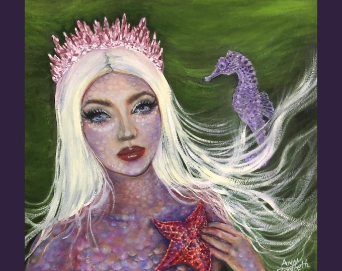 Oil Painting on Canvas | Mermaid Queen | Signed Original Fine Art | Museum Quality | Wall Décor