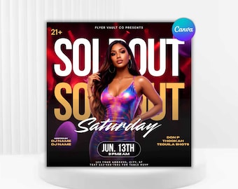 Sold Out Saturday Nightclub Flyer Template (Digital Download)
