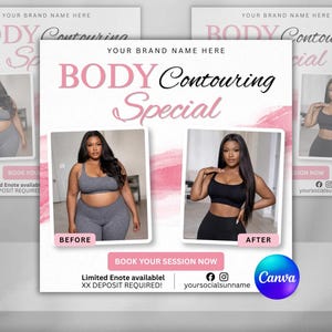 Body Sculpting Flyer Template, Body Contouring Spa Marketing (Canva Download) image 2