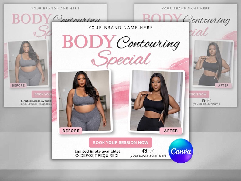 Body Sculpting Flyer Template, Body Contouring Spa Marketing (Canva Download) image 2