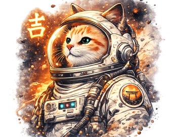 Design retrò con gatto / Design vintage di magliette fantascientifiche / PNG minimalista anni '50 per sublimazione / Download digitale immediato