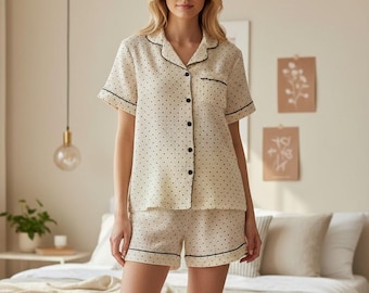 Conjunto de pijama de muselina, conjunto de pijama de algodón de doble gasa