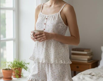 Ropa de mujer, conjunto de pijama 100% algodón, vestidos de mujer, conjunto de pijama de mujer, conjuntos de pijama de algodón para mujer, conjuntos de pijama cómodos