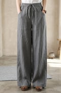 100% Linen Wide Leg Trousers, Summer Pants, Elastic Waist product logo