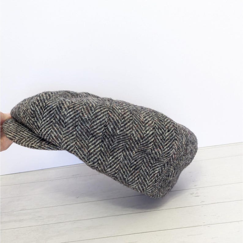 Vintage Pendleton Wool Newsboy Cap Herringbone Tweed Flat Hat Cabbie USA - SMALL Bild 4