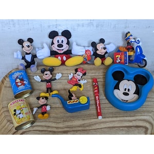 Vintage Disney Mickey Minnie Mouse Toy Lot Figure Magnet Plush Tin Tootsie Avon image 1