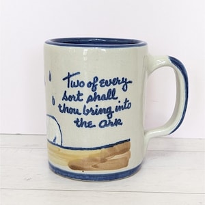 Louisville Stoneware Mug Noah's Ark Pottery Cup Two Of Every Sort USA Religious