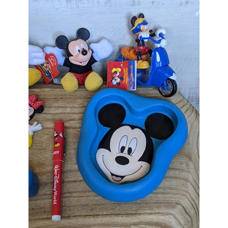 Vintage Disney Mickey Minnie Mouse Toy Lot Figure Magnet Plush Tin Tootsie Avon image 3