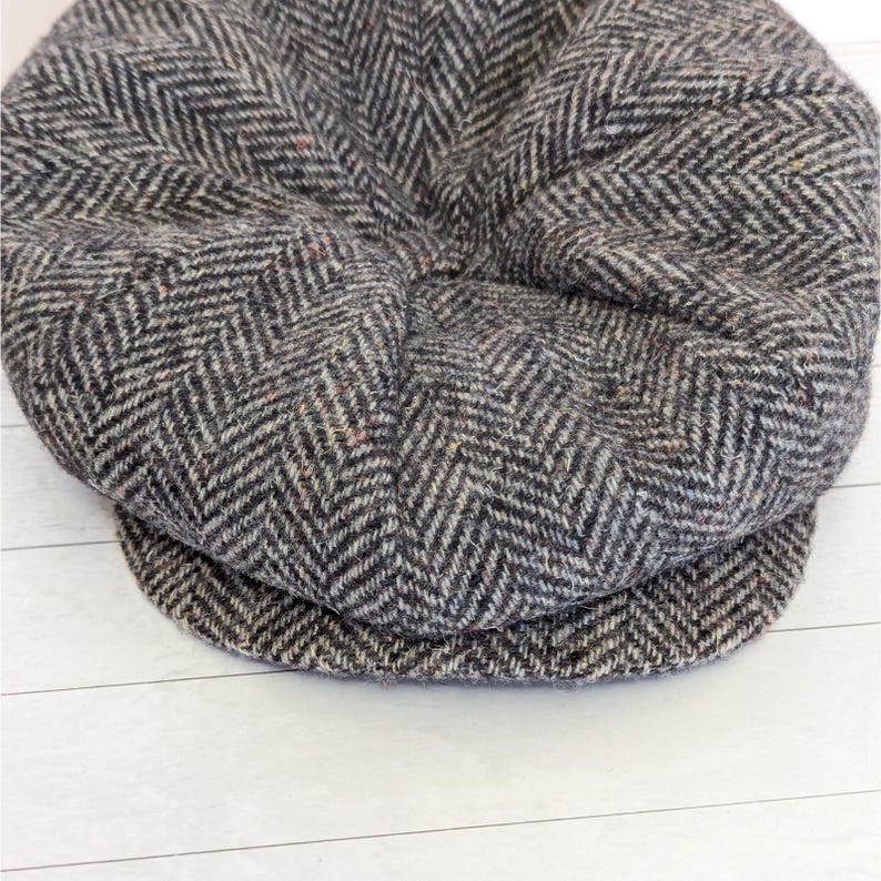 Vintage Pendleton Wool Newsboy Cap Herringbone Tweed Flat Hat Cabbie USA - SMALL Bild 6