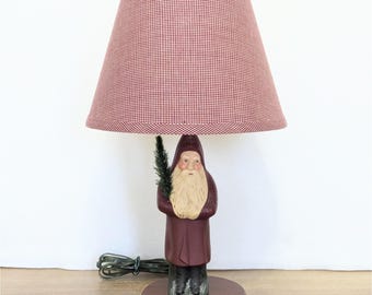 Lámpara de Papá Noel de yeso vintage de Walnut Ridge, arte popular navideño, decoración primitiva