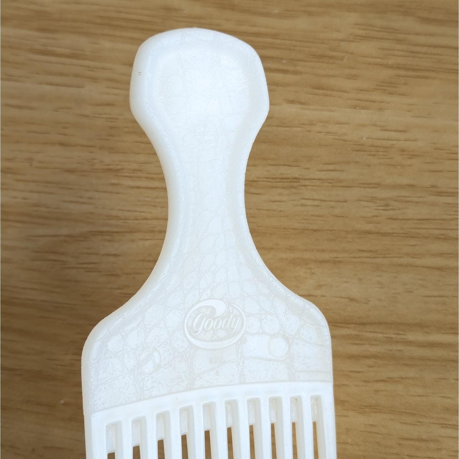 Vintage Goody Plastic Hair Pick Lift Comb Croc Textured Frosted White 6 ...