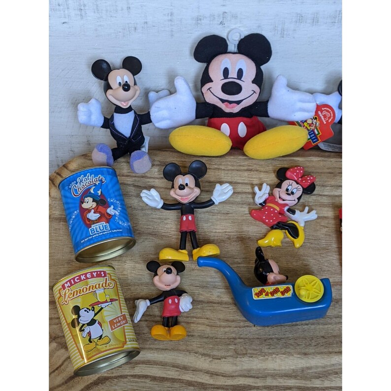Vintage Disney Mickey Minnie Mouse Toy Lot Figure Magnet Plush Tin Tootsie Avon image 2