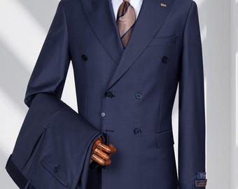 Luxury Blue Men Suit – Slim Fit Wedding Suit – Elegant Formal Tuxedo – Groom Suit – Prom Outfit – Italian Style Suit - Double Breasted