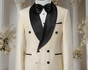 Luxury Off White Tuxedo Jacket for Men-Wedding Prom Blazer-Slim Fit Designer Suit-Italian Wool Slim Fit Dinner Jacket