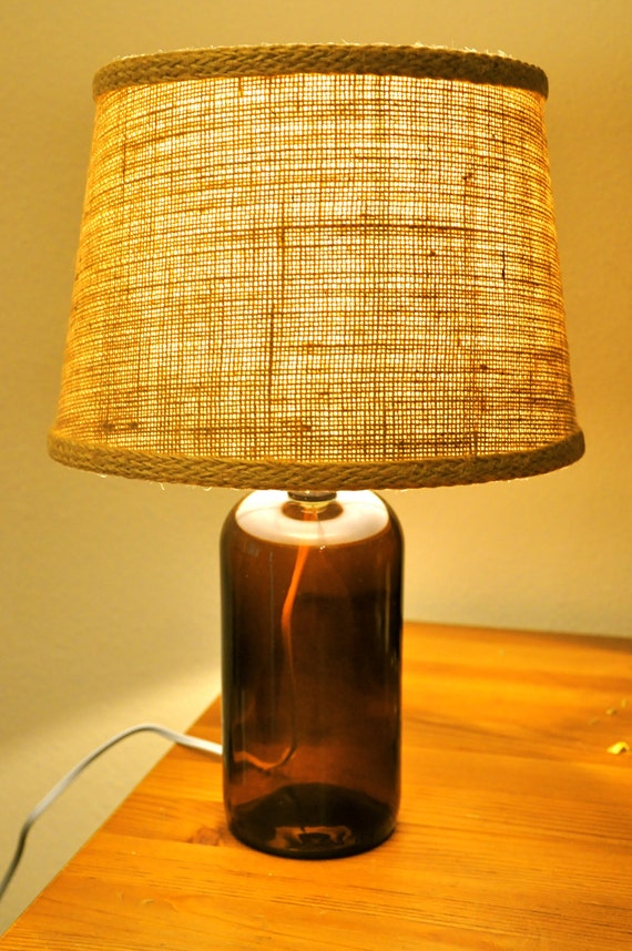 Items similar to Amber Glass Bottle Lamp on Etsy