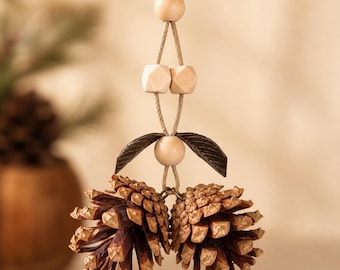 Handmade Pinecone Car Hanging Decor, Rustic Woodland Ornament, Natural Charm (Optional Essential Oil Use)