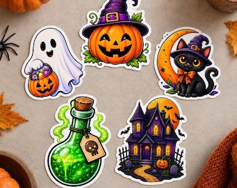 Słodka naklejka na Halloween w formacie PNG, grafika, pobieranie cyfrowe, grafika wektorowa na Halloween, słodki duch, księżyc czarnego kota