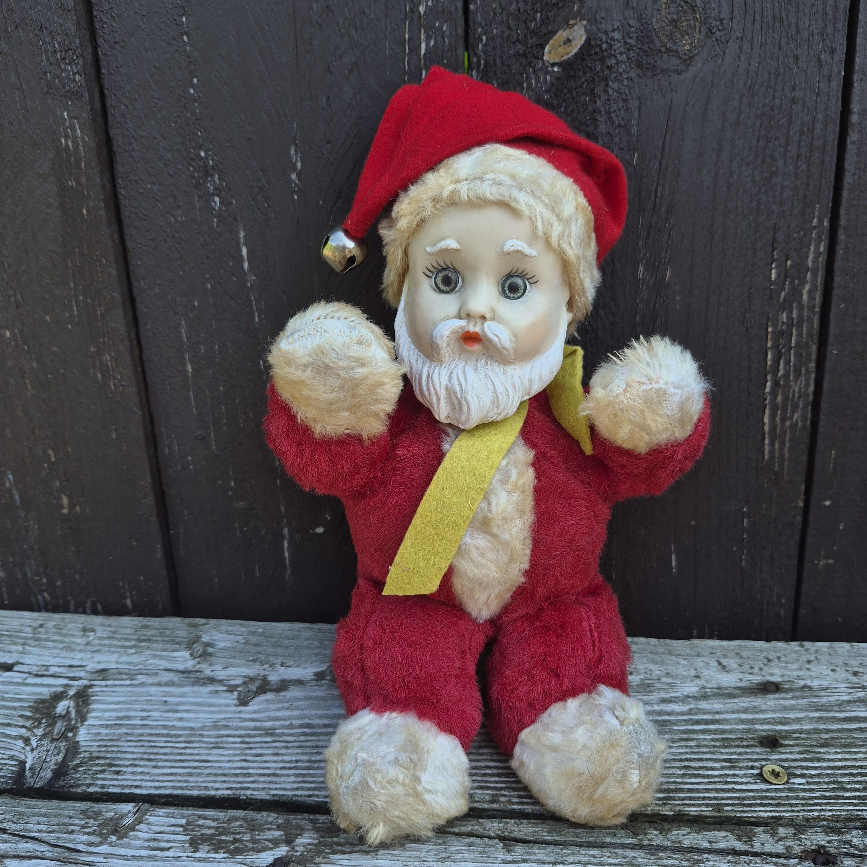Vintage Rubber Face Plush Santa - Etsy
