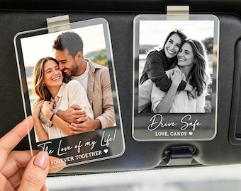 Personalized Photo Car Visor Clip: Drive Safe Keepsake for Dad, Husband, Boyfriend
