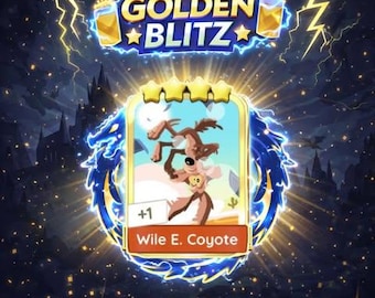 Monopoly Go Golden Blitz Sticker - Wile E Coyote Set 21 - Golden Sticker