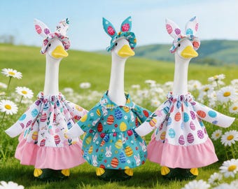 Strój na werandę, sukienka z nadrukiem uszu królika, sukienka z nadrukiem uszu królika i jajek wielkanocnych, dekoracja ogrodu, świąteczna dekoracja ogrodu