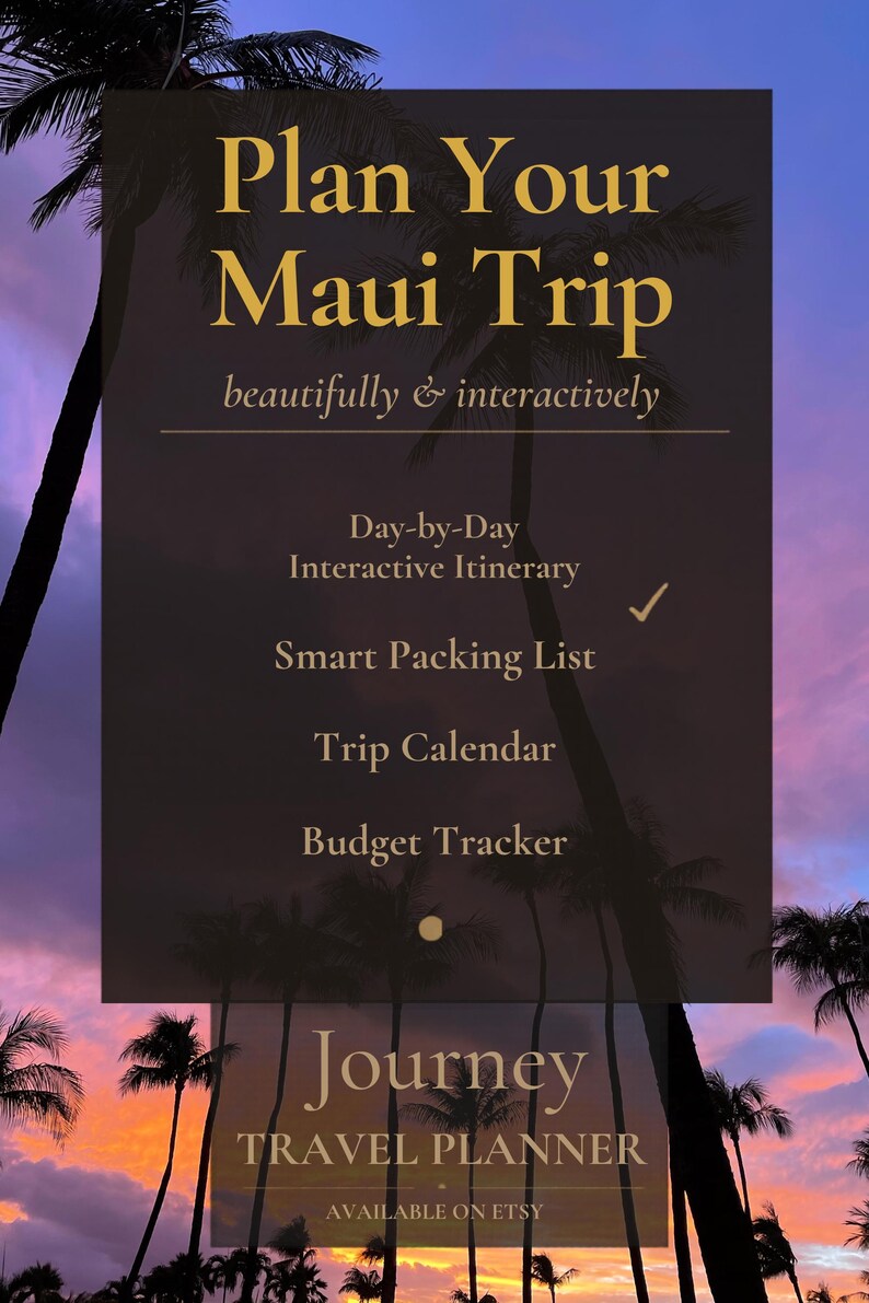 Planificador de viajes interactivo para Maui, Hawái, itinerario para parejas y control de presupuesto (digital) imagen 5