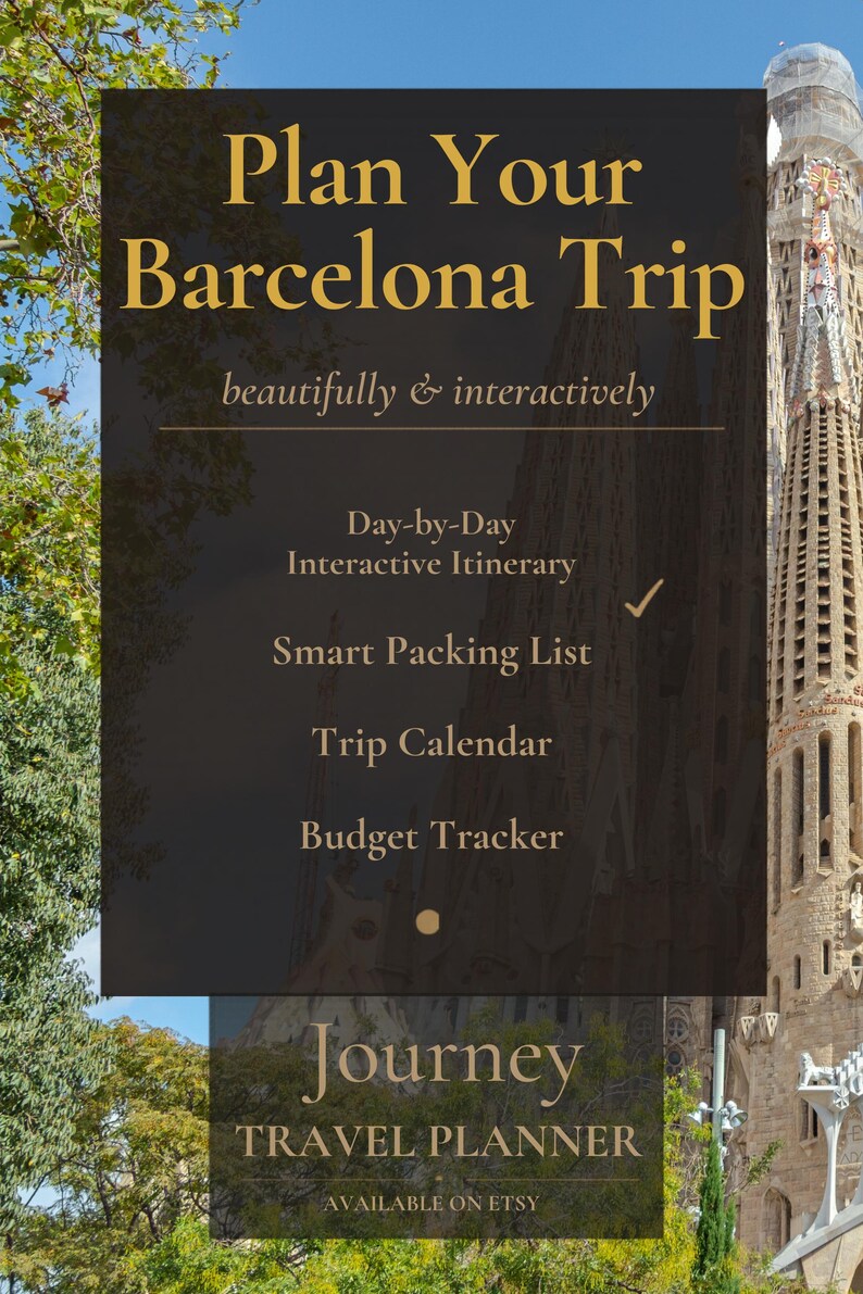 Interactive Barcelona Travel Planner, 6-Day Itinerary, Couples Trip, Budget Tracker (Digital) image 5