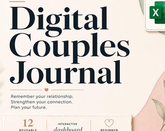 Couples Journal Spreadsheet, Relationship Planner and Memory Tracker for Excel