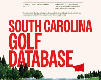 South Carolina Golf Database 100+ courses, Excel and Google Sheets