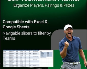 Golf Tournament Planner for Excel and Google Sheets, Golf Leaderboard & Charity Event Template