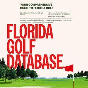 Base de datos de campos de golf de Florida: más de 100 campos, Excel y Google Sheets.