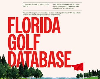 Florida Golf Database 100+ courses, Excel and Google Sheets